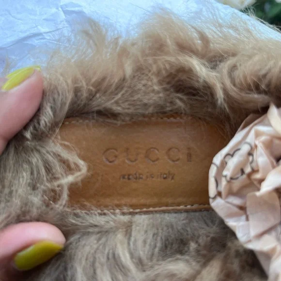 Gucci Pink Leather Fur-Lined Horsebit Mules - Picture 3 of 8